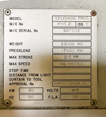 EDWARDS PEARSON PR-10 PRESS BRAKE (5.4M X 175 TON)