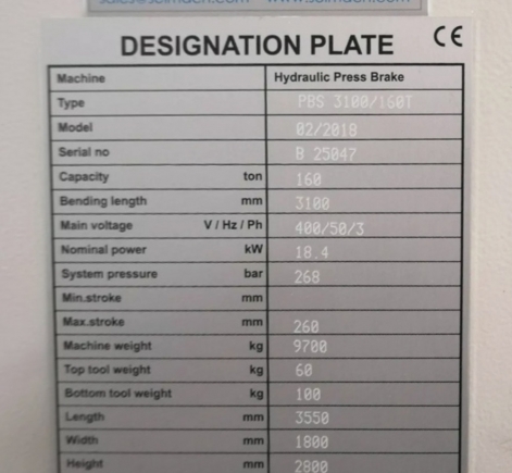 MORGAN RUSHWORTH PBS 3100/160T CNC HYDRAULIC PRESS BRAKE