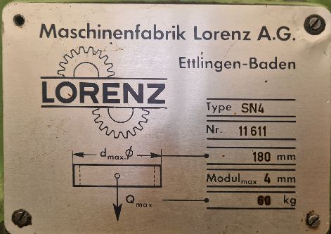 LORENZ SN4 GEAR SHAPER