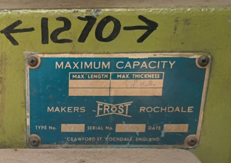 FROST 49" X 1/8" BENDING ROLLS FROST 49" X 1/8" BENDING ROLLS