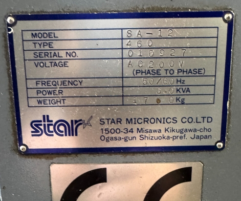 STAR SA-12 CNC SWISS TYPE SLIDING HEAD LATHE