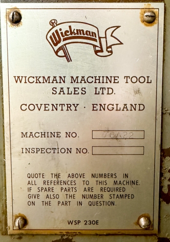 WICKMAN 3-1/2" SINGLE SPINDLE AUTOMATIC LATHE